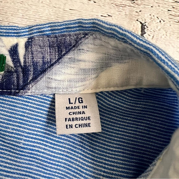 Tommy Bahama Casual Linen Blend Long Sleeve Button Up Blue White Stripes size L - Picture 6 of 11